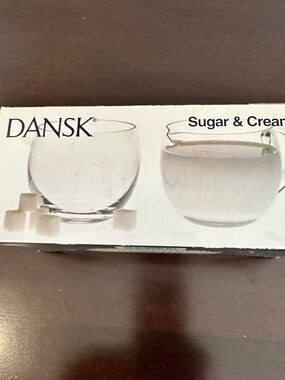 Dansk Sugar And Creamer Clear Glass 2 Piece Set Scandinavian Style W/box
